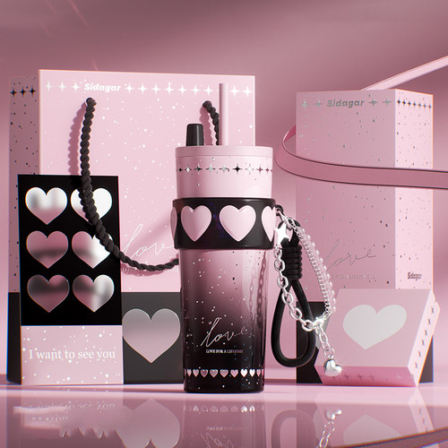 世大家吸管保温杯女陶瓷内胆咖啡水杯情人节生日礼物便携2026新款