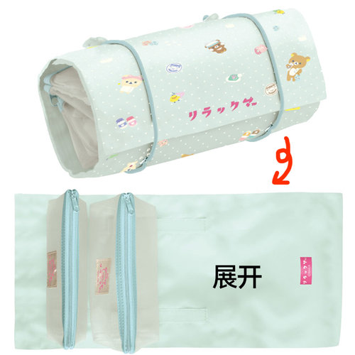 轻松熊猫咪温泉系列卷轴笔袋文具包大容量化妆包旅行包多功能包