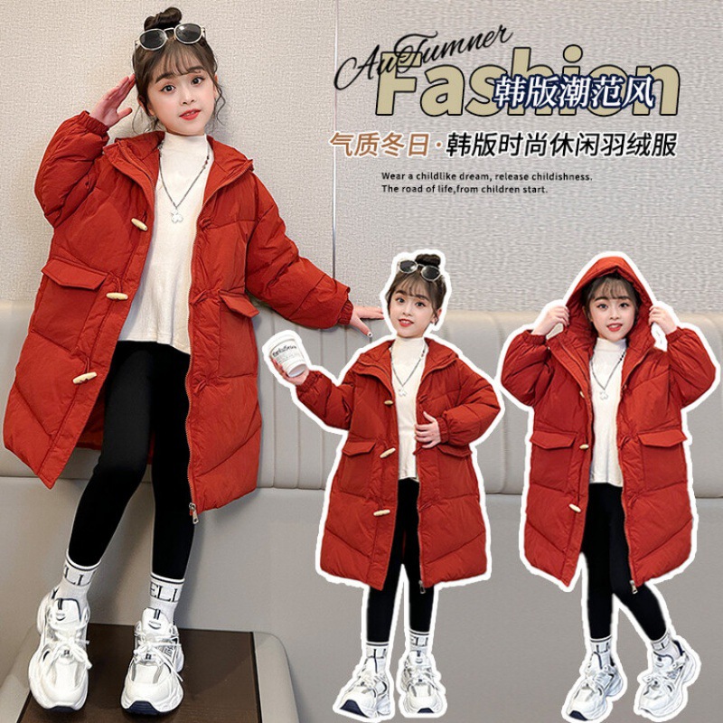 2024新款中长款母女羽绒服女童装年服中小童亲子款加厚羽绒服亲子