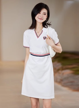 风迪品牌夏季新款POLO裙子女韩版休闲运动收腰显瘦连衣裙1C25460