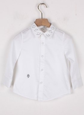 童装白衬衫男童长袖纯棉春秋小学生校服中大童衬衣表演服2Z15173