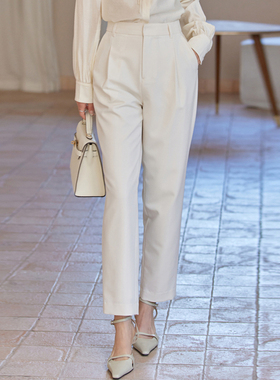 风迪品牌春季新款休闲裤女百搭高腰简约通勤宽松直筒长裤1B15082