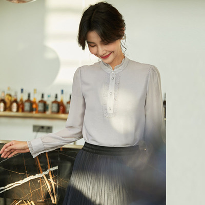 宽松雪纺衬衫女长袖时尚洋气
