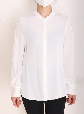 风迪品牌秋季新款衬衫女休闲百搭通勤抗皱长袖单排扣衬衣1A35124