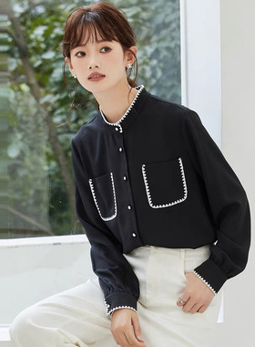 风迪春秋新款衬衫女百搭休闲薄款雪纺简约通勤气质内搭衬衣C15109