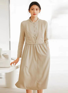 风迪品牌春秋新款女士毛织马甲连衣裙修身百搭中长女裙潮1B35051