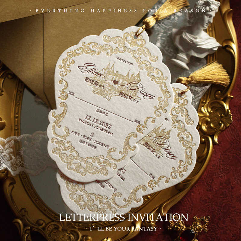爱的博物馆2025复古欧式婚礼请柬高端凸印喜帖定制创意结婚请帖卡