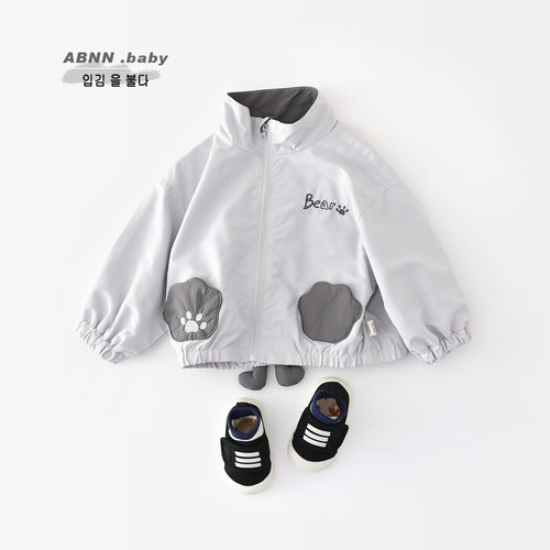 洋气宝宝秋装小熊连帽风衣