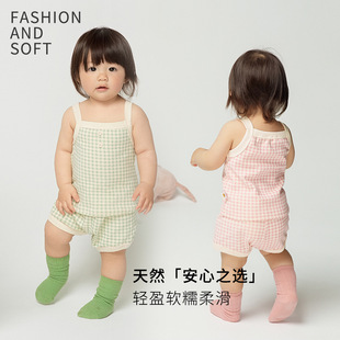 宝宝套装夏季睡衣新款韩版婴幼儿薄款吊带背心短裤男女童家居服潮