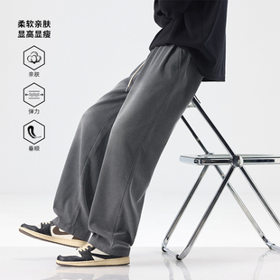 IRA美式复古水洗阔腿裤男裤宽松加厚直筒休闲裤秋冬新款