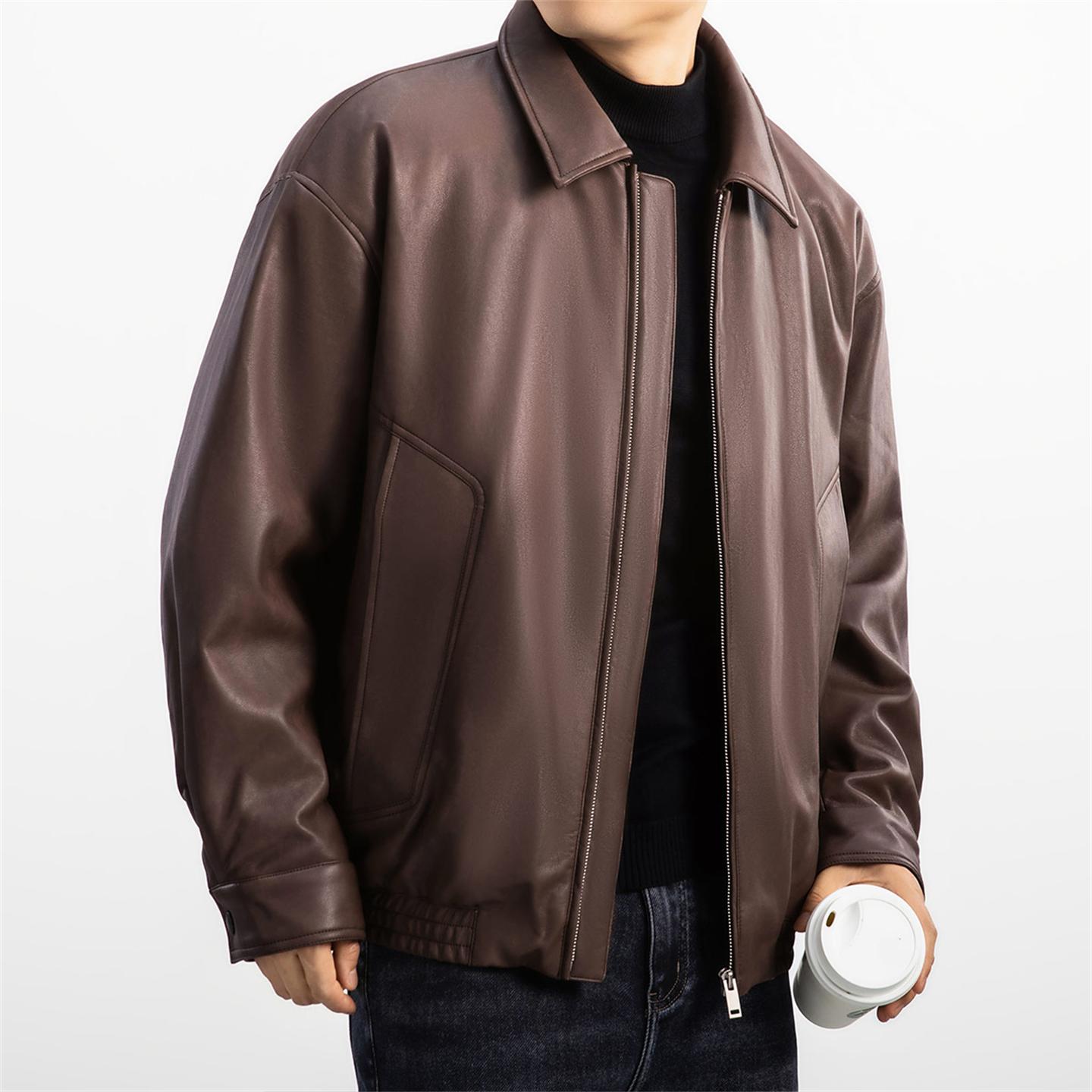 时尚有型皮衣羽绒服翻领夹克