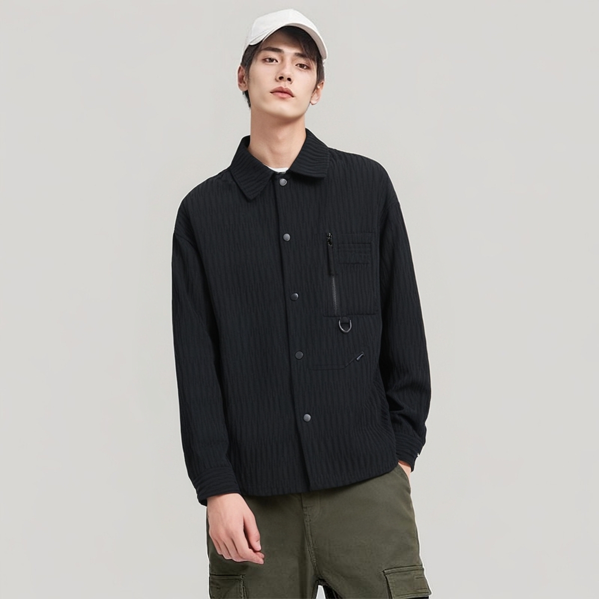 春季新款翻领夹克外套男