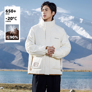 IRA2025冬季新款立领短款羽绒服男加厚防风保暖外套工装风面包服