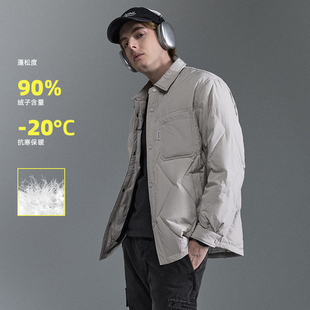 IRA短款羽绒服男衬衫式翻领轻薄90绒保暖外套时尚简约冬季新款
