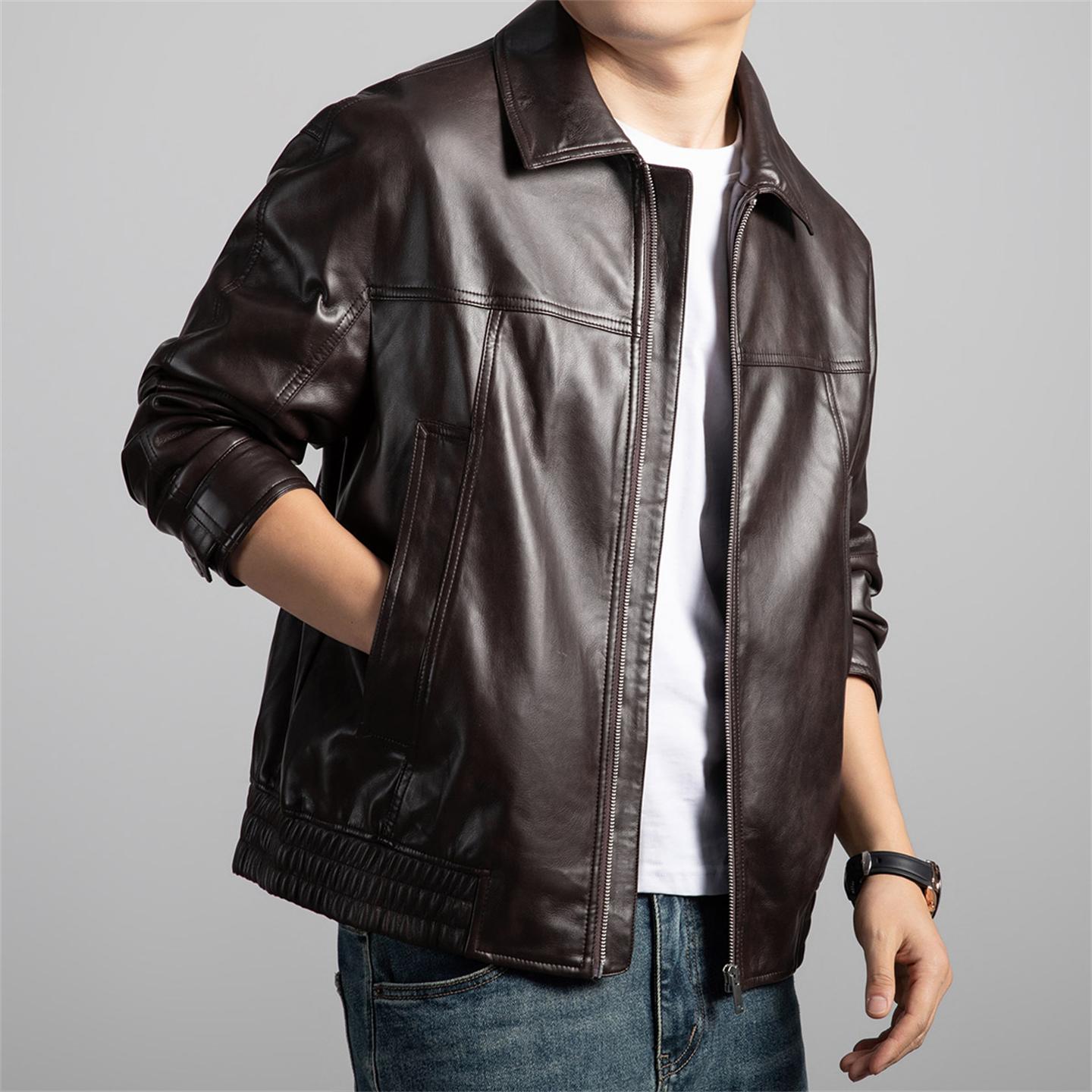 皮衣翻领夹克外套时尚有型帅气