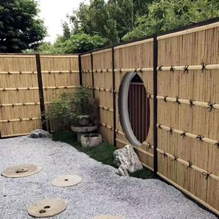 日式竹篱笆竹院墙竹屏风竹子花园户外别墅围栏竹庭院隔断装饰栅栏