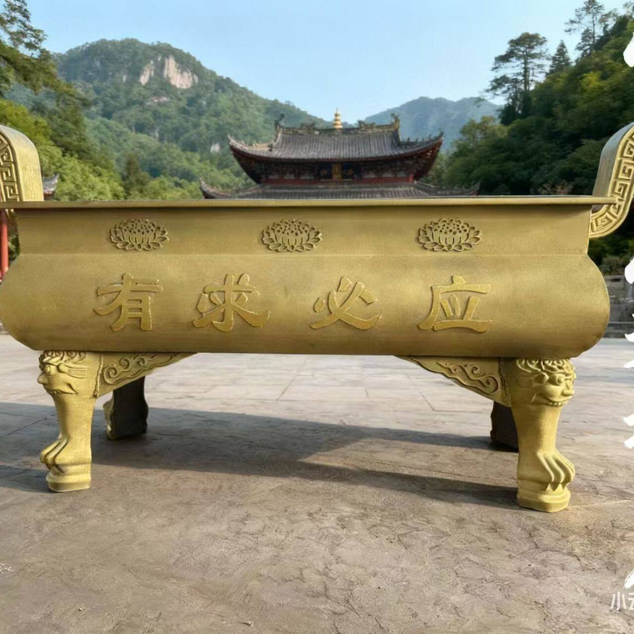 香炉双龙大型仿古铸铁香炉寺庙长方形大号祠堂平口定制碳钢插香炉