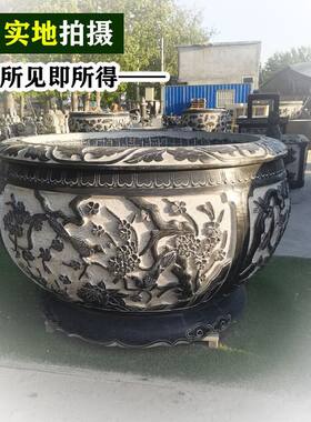 石雕青石鱼缸仿古石头花盆荷花石缸养鱼门海石槽庭院水缸户外摆件