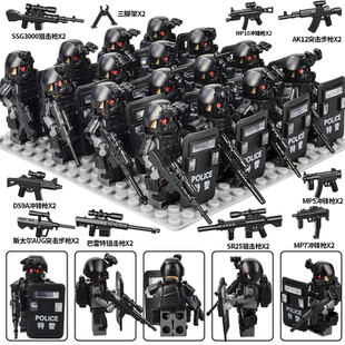 适用乐高新款军事人仔积木特警悍马装甲车幽灵特种兵男孩拼装玩具