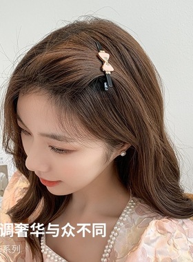 蝴蝶结发夹女头饰2022年新款网红刘海侧边简约发卡鸭嘴夹大号夹子