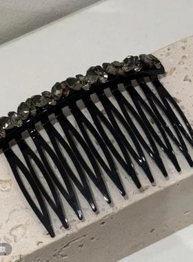 韩国发梳插梳刘海夹压发后脑勺头饰防滑发饰倒插梳捷克钻头饰6cm