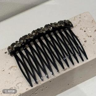 韩国发梳插梳刘海夹压发后脑勺头饰防滑发饰倒插梳捷克钻头饰6cm