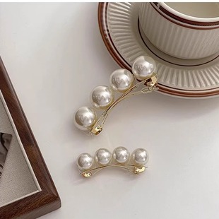 韩国新款珍珠发夹刘海夹子小号一字弹簧夹半扎发边夹头饰发卡女