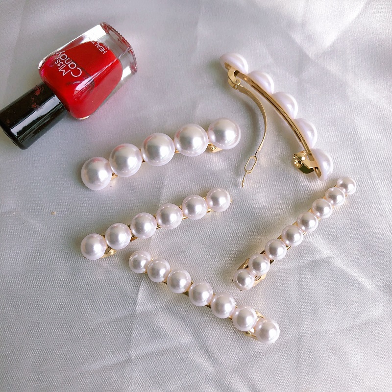 弹簧夹边夹合金珍珠韩版淑女