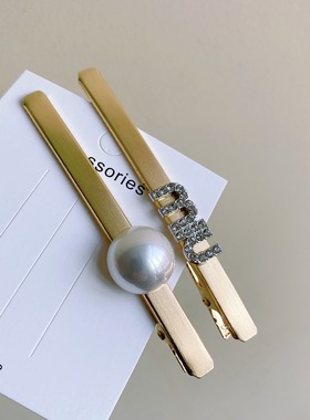 韩式发夹白色刘海碎发夹水钻鸭嘴夹卡子夹子侧边夹可爱珍珠一字夹