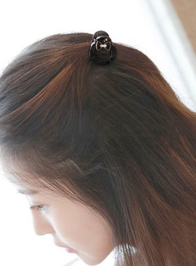 韩国黑色蝴蝶结镂空小号抓夹顶夹马尾发夹淑女简约发抓刘海发卡女