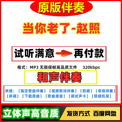 当你老了-赵照原版伴奏高质量无损音质mp3变速剪辑下载伴奏串烧