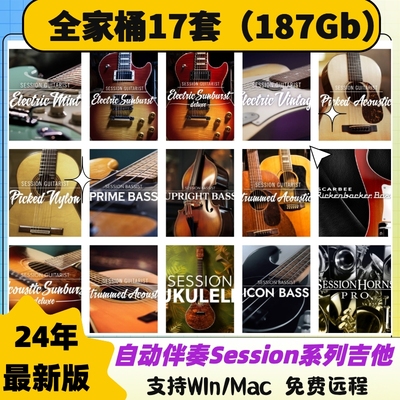 2025新 全17套Session Guitarist全套自动伴奏扫弦电木吉他贝斯