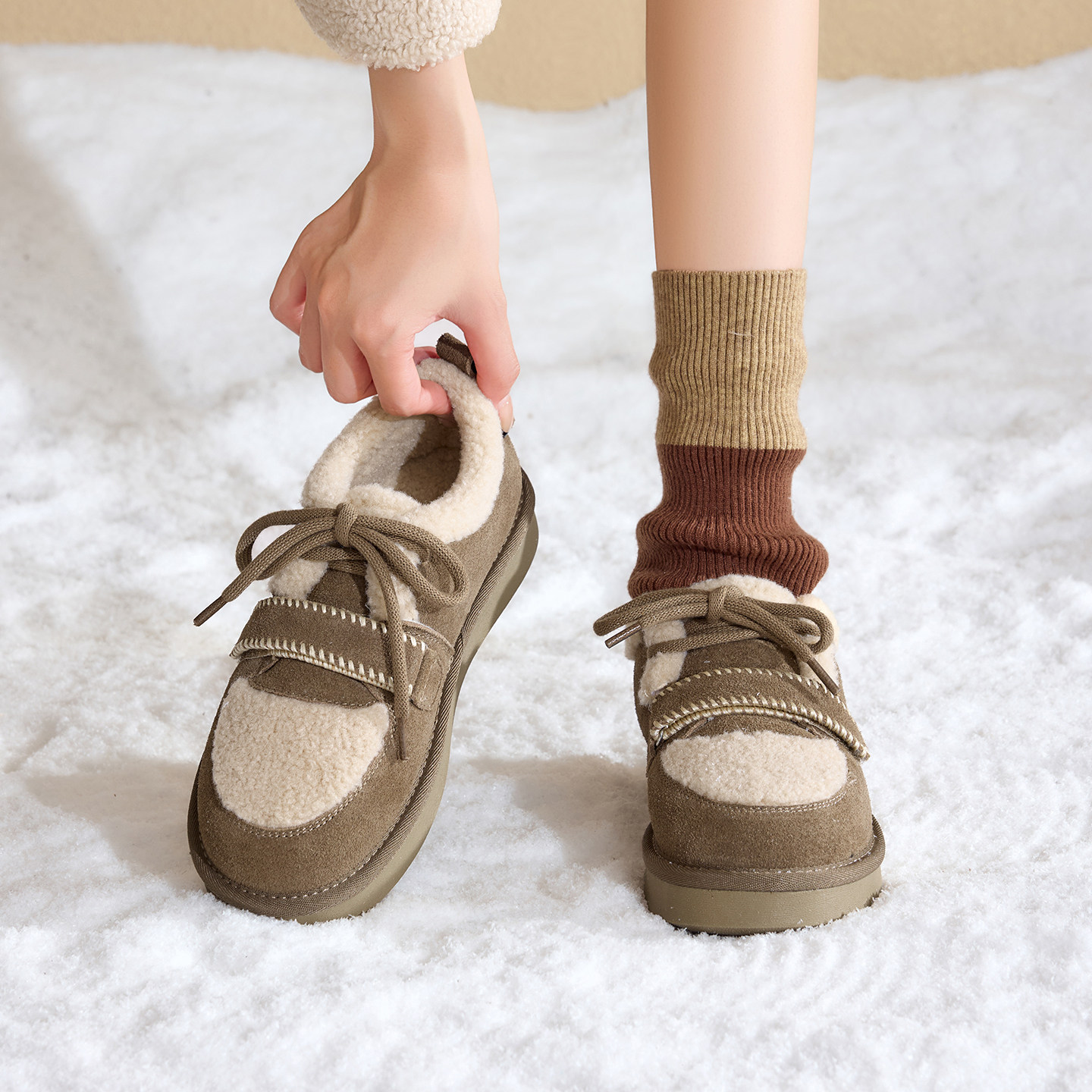 【新品】2025年冬季新款棉鞋女加绒保暖加厚雪地靴厚底毛毛鞋,女鞋,时尚雪地靴,淘宝优惠券,粉丝福利购,淘宝优惠卷