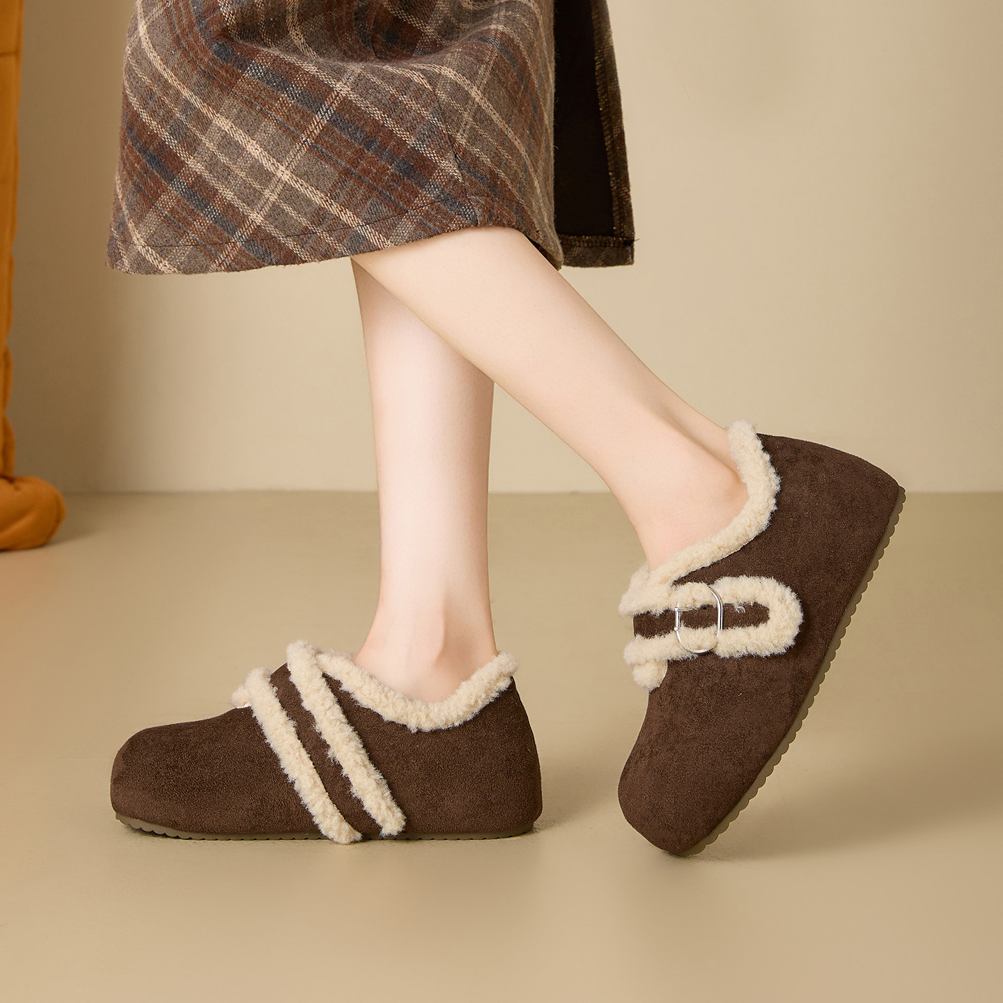 【新品】2025冬新款复古厚底勃肯鞋女保暖棉鞋毛毛鞋加绒加厚,女鞋,勃肯鞋/软木鞋,淘宝优惠券,粉丝福利购,淘宝优惠卷