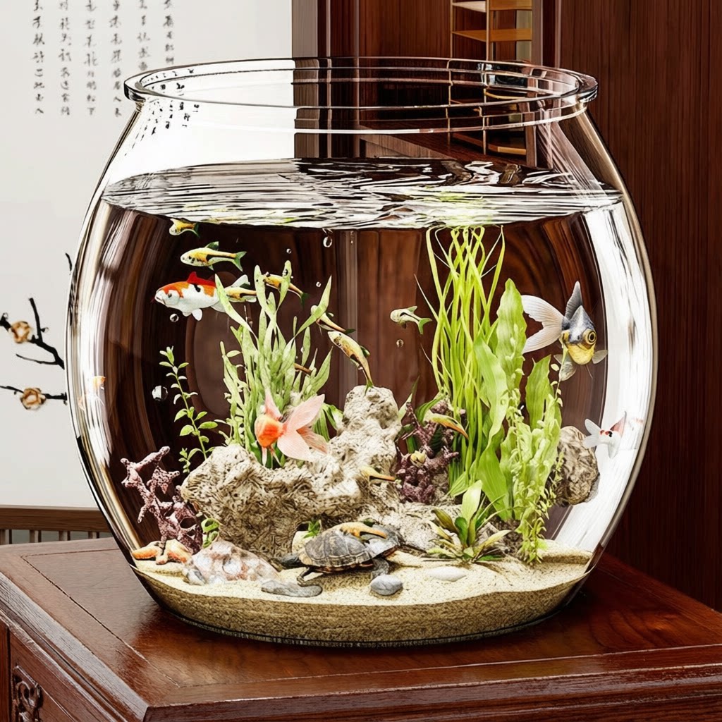 办公室桌面观赏用透明塑料鱼缸水族箱乌龟缸微景观造景缸轻便耐碰