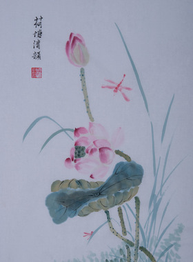 卧室纯手绘挂画没骨花鸟中式国画