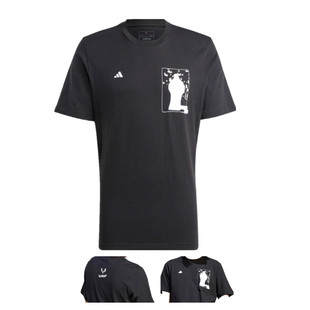 ADIDAS阿迪达斯男装黑色梅西圆领运动休闲足球短袖上衣T恤IB4909