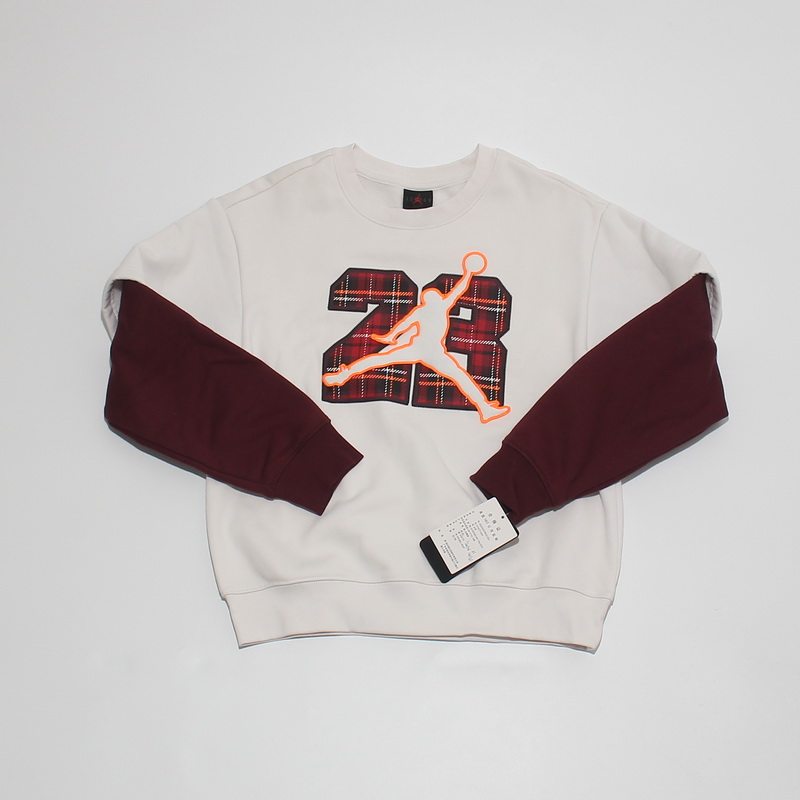 NIKE耐克潮流大童装JORDAN抓绒保暖圆领套头衫运动卫衣FZ1677-030