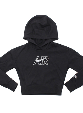 NIKE耐克青少年女童连帽保暖短款运动休闲套头衫卫衣DM8372-010