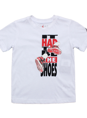 NIKE耐克JORDAN男中童短袖圆领图案全棉休闲运动T恤DV0963-100