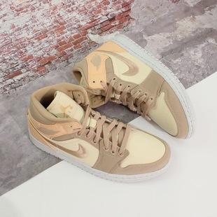 NIKE耐克潮流女鞋AIR JORDAN 1 MID高帮AJ1休闲篮球鞋DV0427-102
