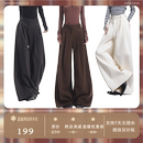 【小敏推荐】KEN STUDIO秋冬加厚呢料压褶女高腰宽松垂感阔腿裤