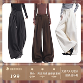 STUDIO秋冬加厚呢料压褶女高腰宽松垂感阔腿裤 小敏推荐 KEN