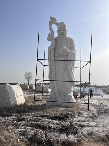 石雕老寿星南极仙翁天然石头刻福禄寿老人星户外大型雕塑摆件定制