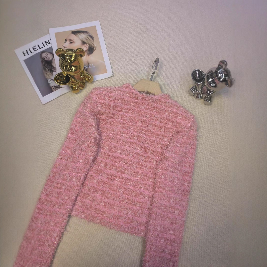 2026新款法式小香风气质名媛轻奢金属扣粗花呢圆领短款外套上衣,女装/女士精品,毛衣,淘宝优惠券,粉丝福利购,淘宝优惠卷