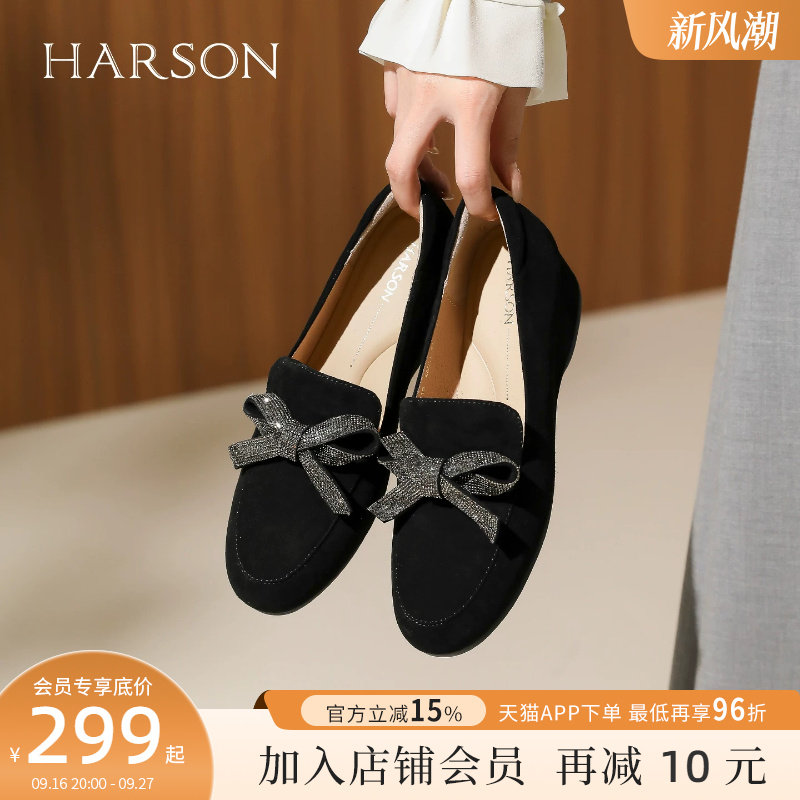 黑色圆头中跟舒适百搭女士乐福鞋