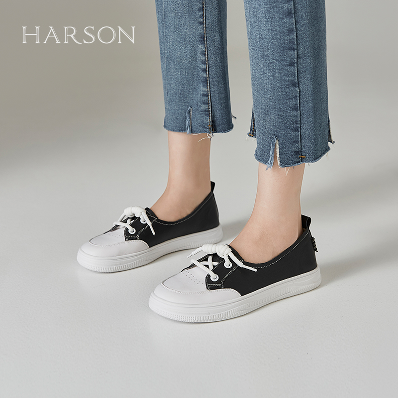 哈森浅口运动鞋休闲女鞋圆头