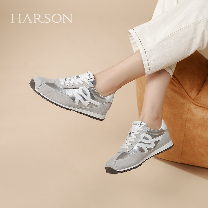 哈森透气女鞋德训鞋女春秋新款百搭运动休闲鞋HWCS250125