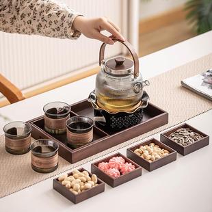 玻璃茶壶蜡烛台温茶壶泡茶器家用下午茶加热煮茶炉花茶壶套装 日式
