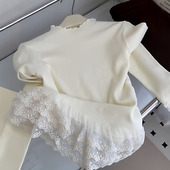 胖mm内搭打底衫 300斤大码 上衣2 蕾丝拼接半高领长袖 新款 女装 秋冬季
